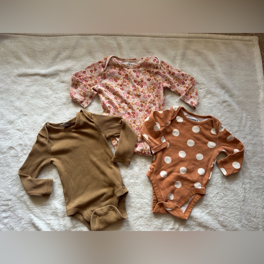 Old Navy Kids Bodysuit Set - Floral, Polka Dot, and Ribbed Brown